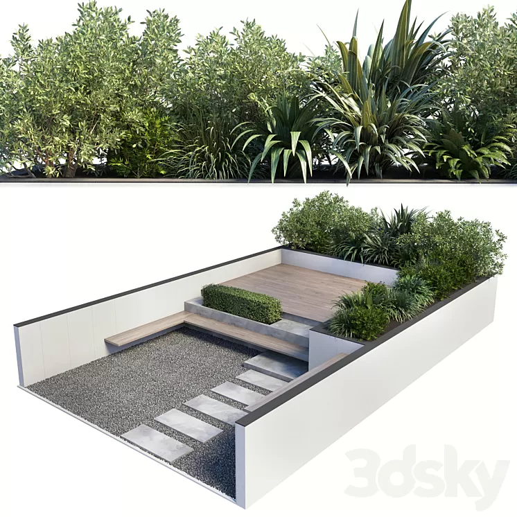 Backyard - Urban Environment_Urban Furniture_Green Benches 19 3D Model