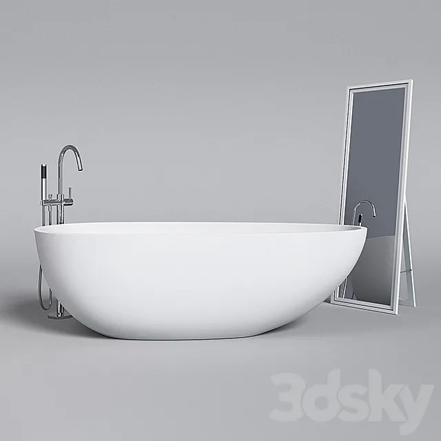 Badeloft bathtub and faucet plus Ikea Harran mirror 3D Model