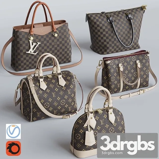 Bag Set 3 Louis Vuitton 3D Model Free