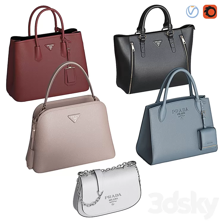 Bag set 9. Prada collection 2 3D Model Free