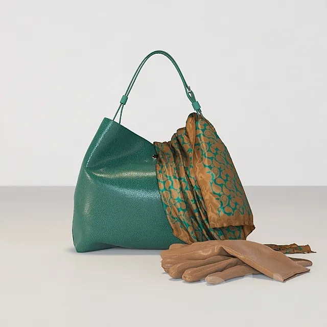 Bag with a scarf and gloves. 3DModel