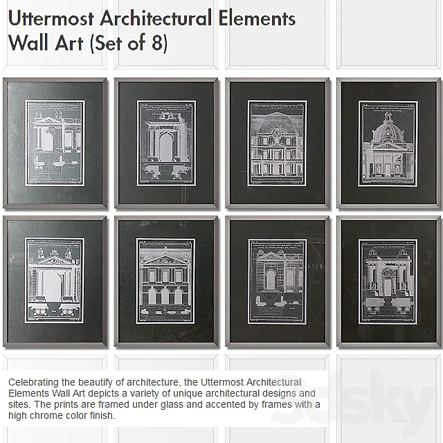 Baguette \ Uttermost Architectural Elements Wall Art (Set of 8) 3D Model