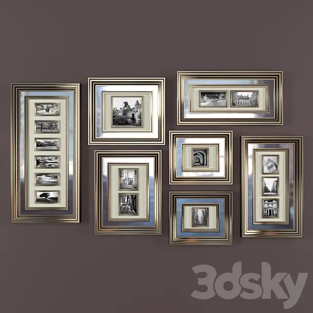 Baguettes Mirrored Collage Frame Gallery 3DModel