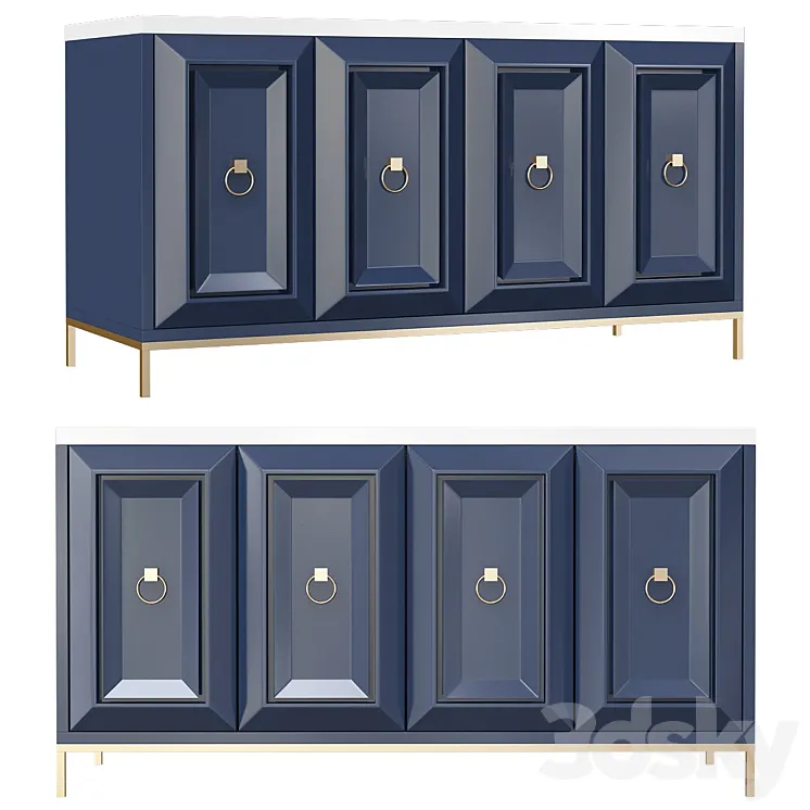 Baize Navy Blue and Gold Server 3D Model Free