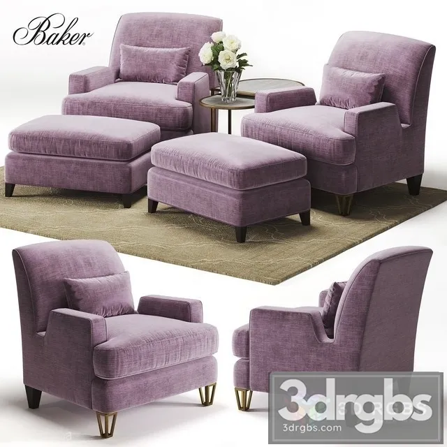 Baker Almandine Lounge Chair 3D Model Download