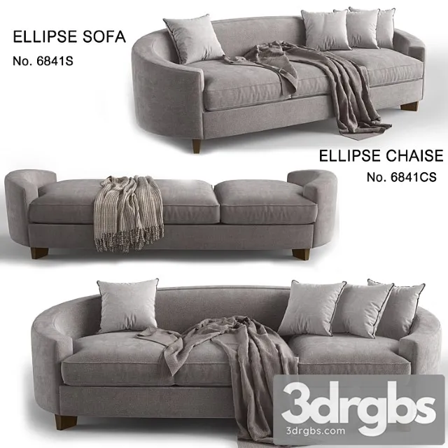 Baker ellipse chaise no. 6841s 2 3D Model Free