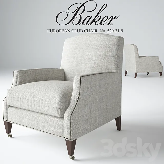 Baker. EUROPEAN CLUB CHAIR. No. 520-31-9 3DModel