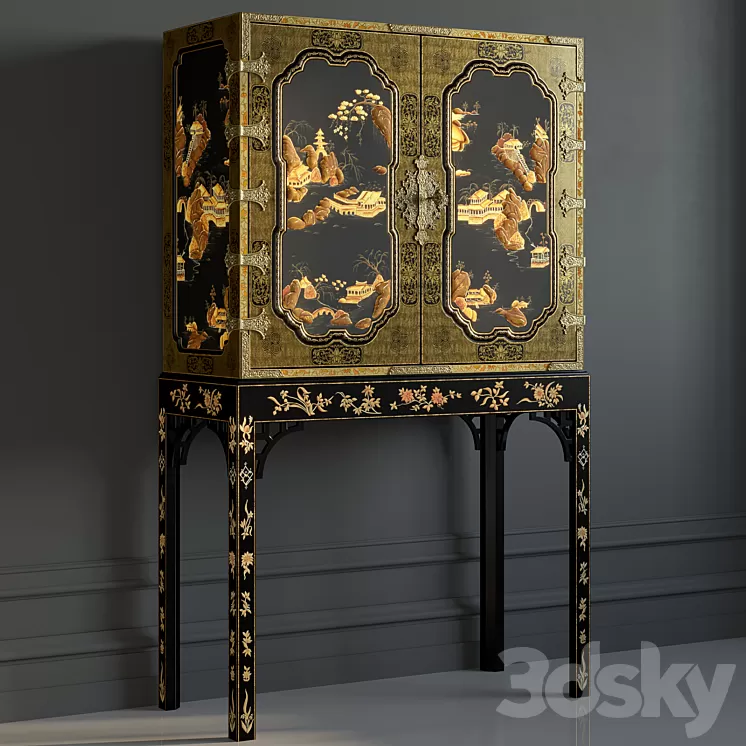 BAKER GeorgeIII Oriental Lacquer Cabinet 3D Model