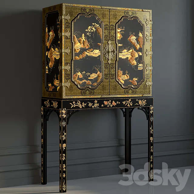 BAKER GeorgeIII Oriental Lacquer Cabinet 3DModel