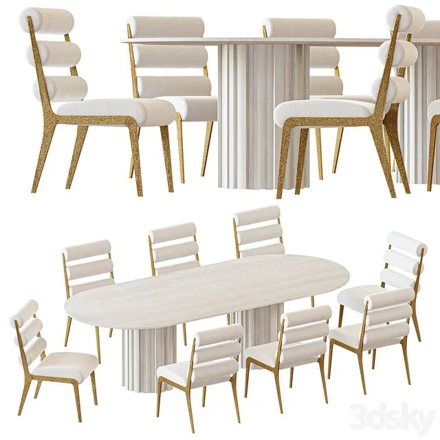 Baker Huxley Dining Table and Lucca Chair 3D Model