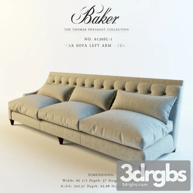 Baker Max Sofa Left Arm  Tufted 3D Model Download