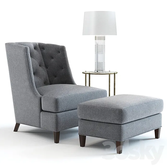 Baker Moderne Wing Chair 3D Model