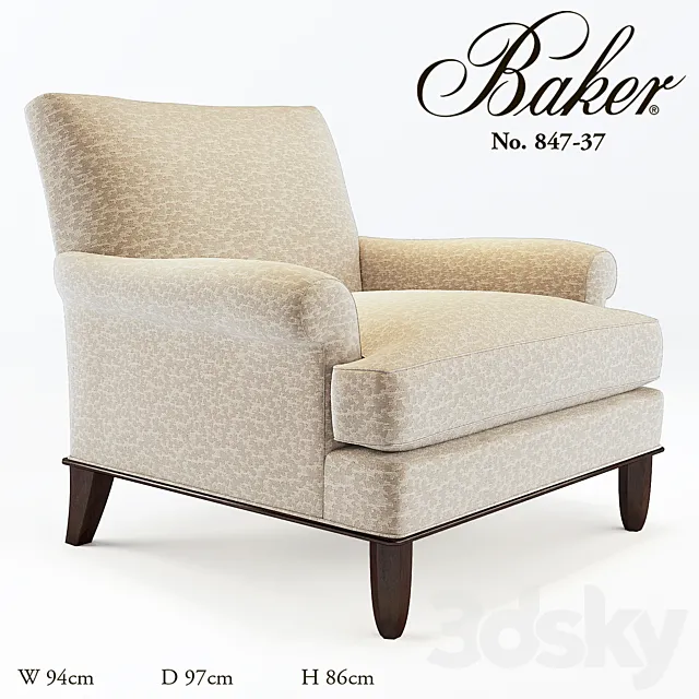 Baker No.847-37 Tight back lounge chair 3D Model