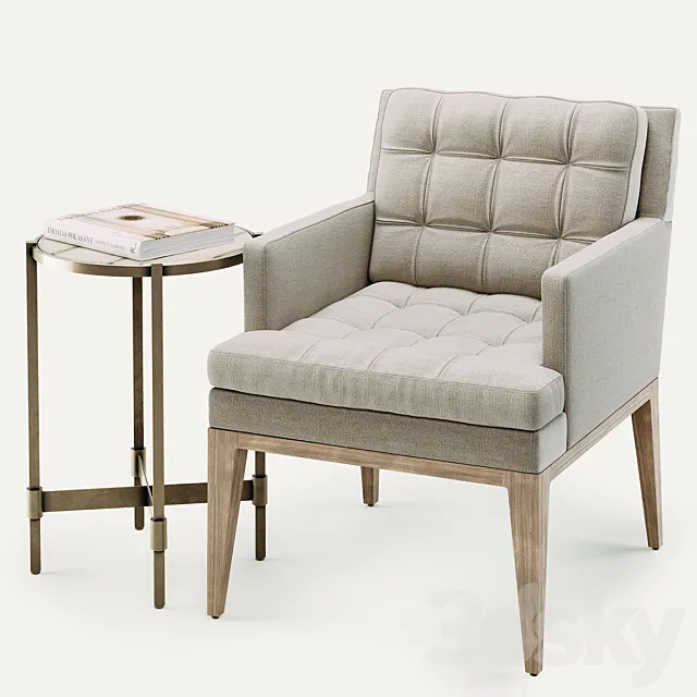 Baker OJAI DINING CHAIR & ON CENTER OCCASIONAL TABLE 3D Model