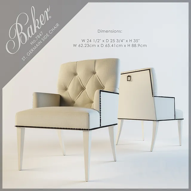 BAKER St. GERMAIN SIDE CHAIR No. 7847 3D Model