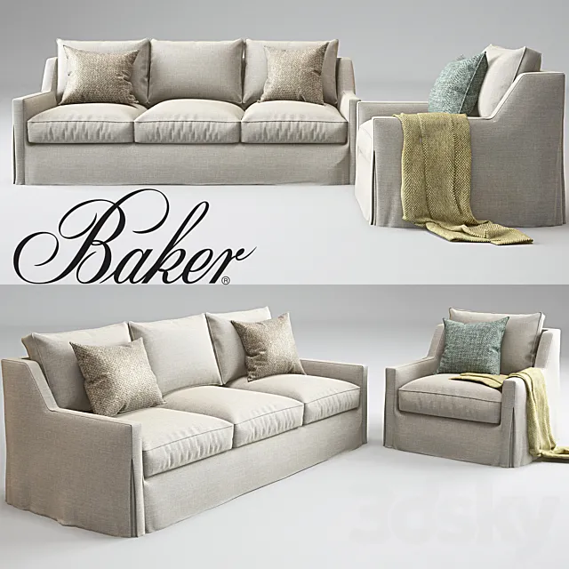 Baker Tiburon sofa & Tiburon Lounge Chair_Barbara Barry 3DModel