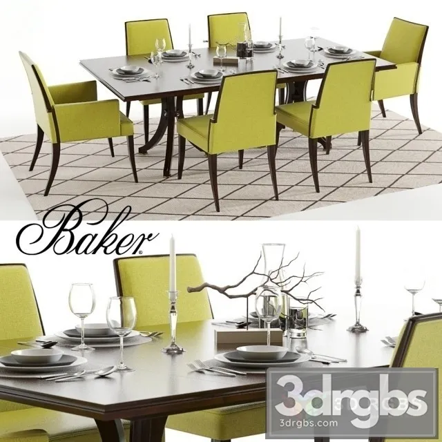 Baker Vienna Abrazo Table and Chair 3D Model Free