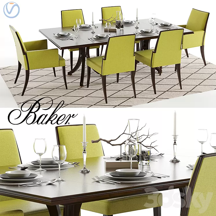 Baker Vienna Table and Abrazo Chairs 3D Model