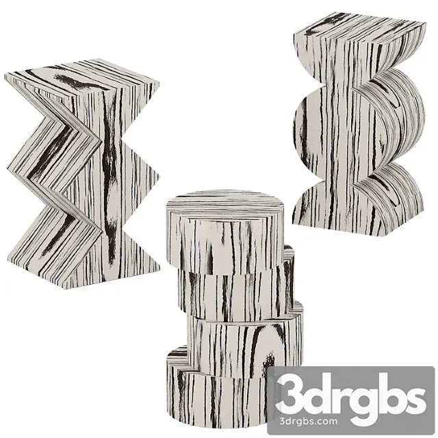 Baker Wood Table Set 3D Model Free