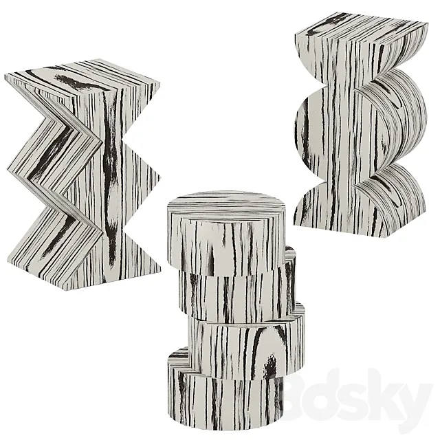 Baker wood table set 3DModel