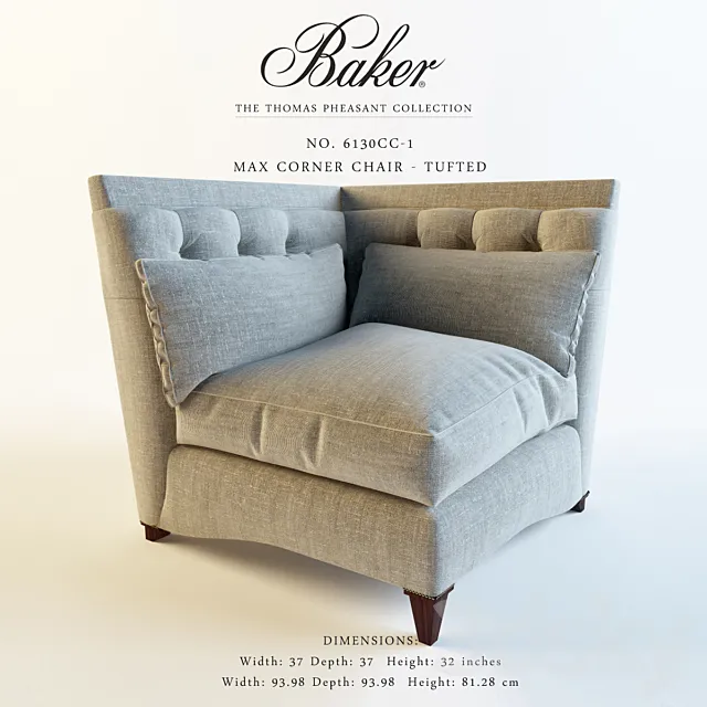 Baker_6130CC-1_MAX CORNER CHAIR - TUFTED 3DModel