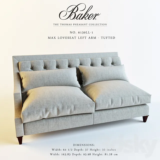 Baker_6130LL-1_MAX LOVESEAT LEFT ARM - TUFTED 3DModel