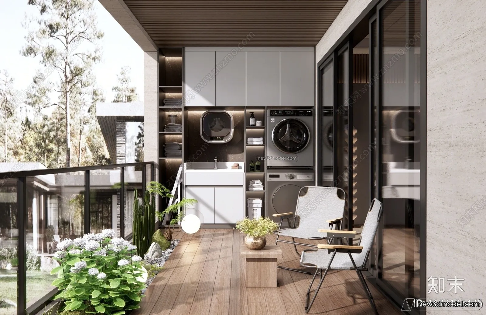 Balcony - 3D Interior Scene - 3D Models - 002