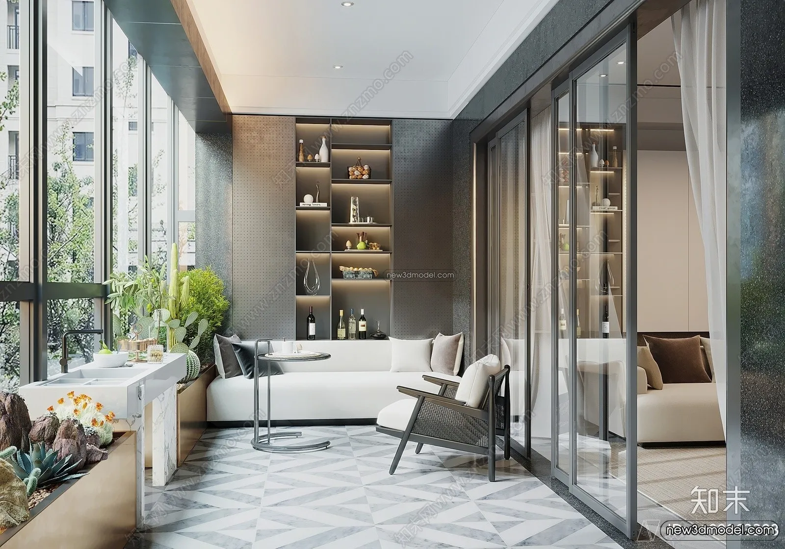 Balcony - 3D Interior Scene - 3D Models - 006