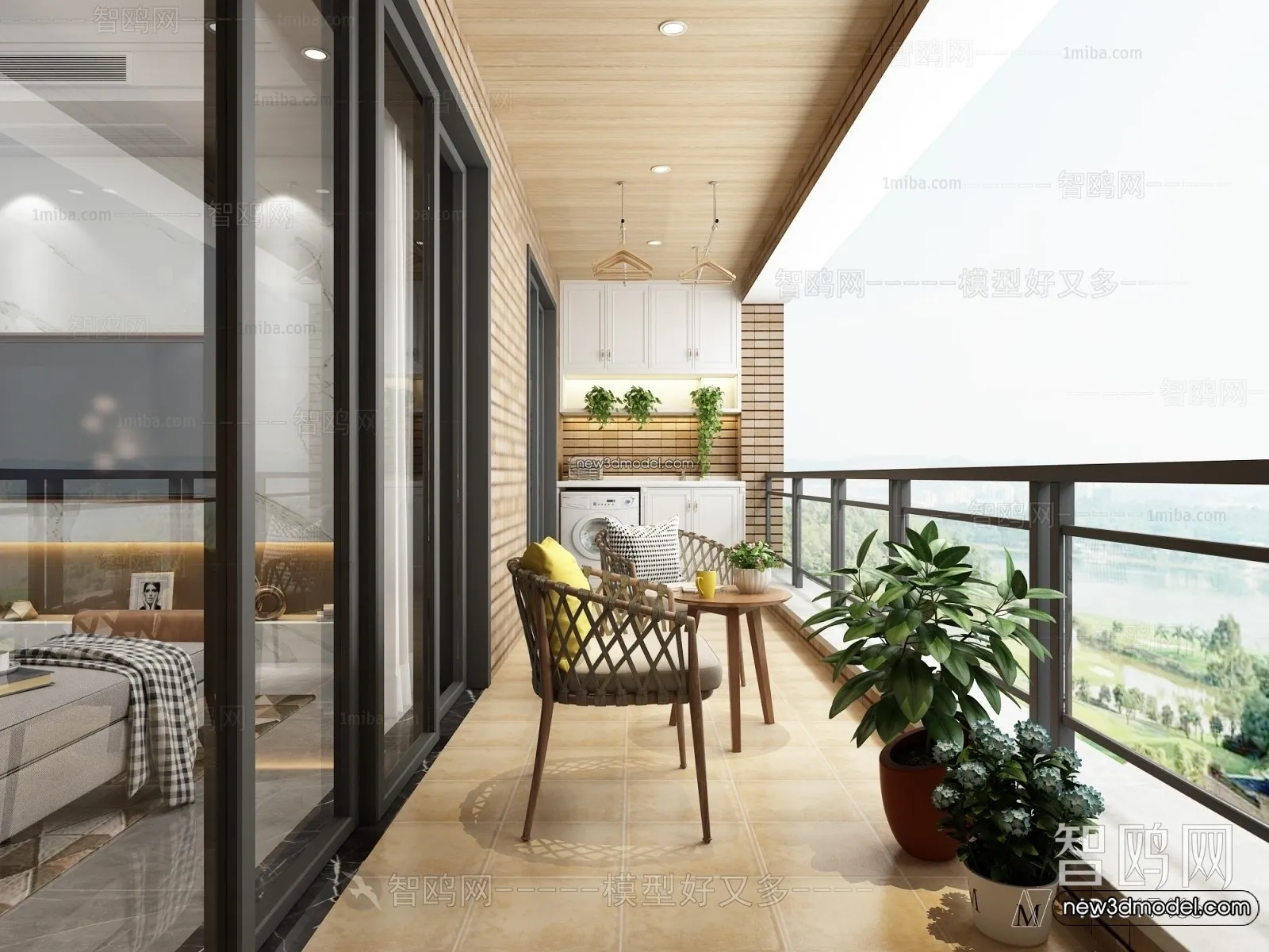 Balcony - 3D Interior Scene - 3D Models - 031