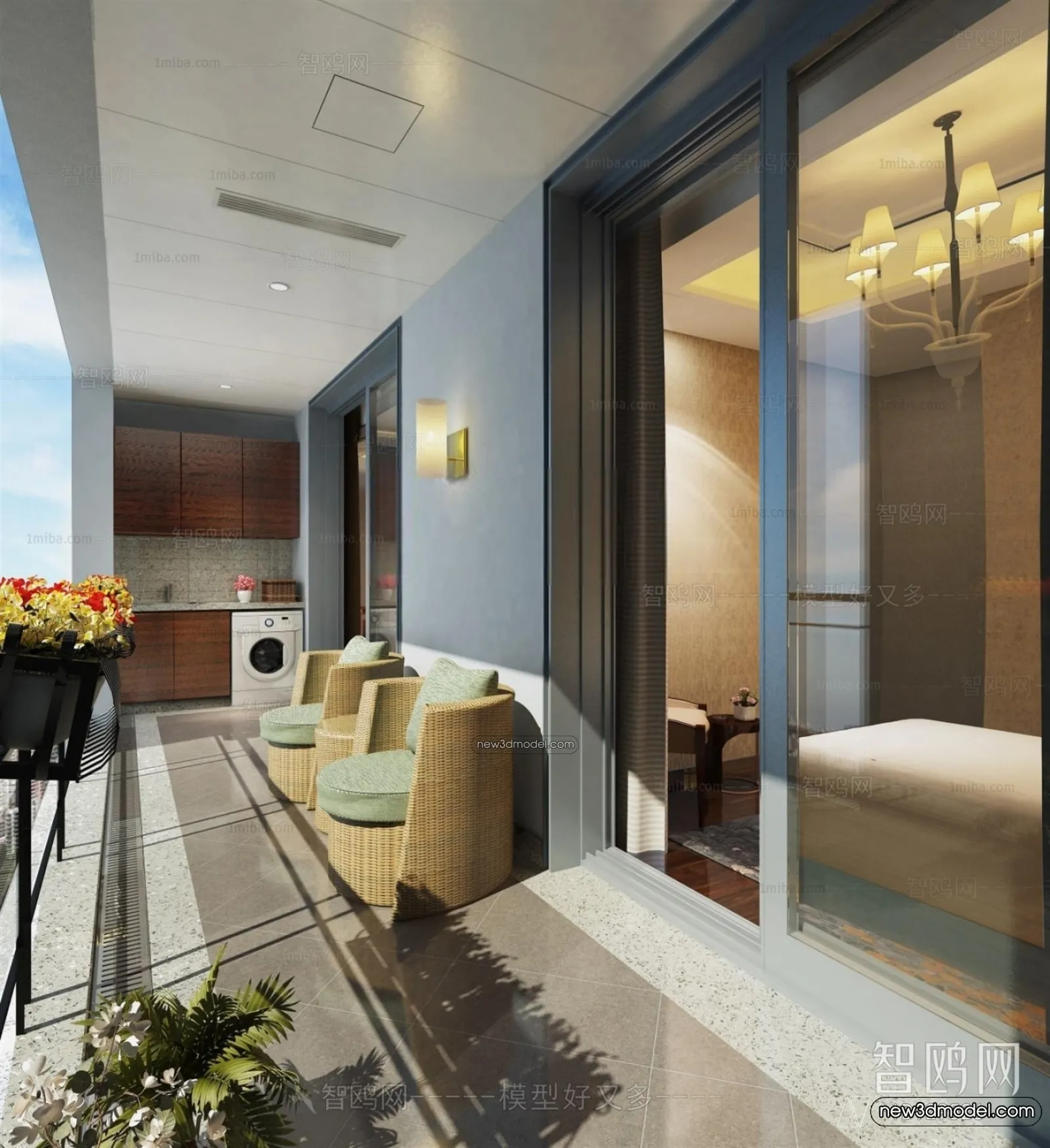 Balcony - 3D Interior Scene - 3D Models - 034