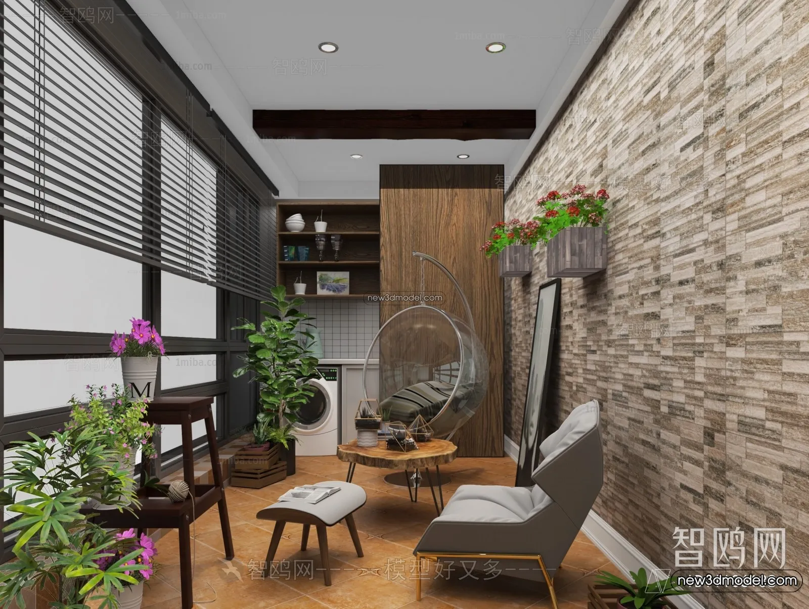 Balcony - 3D Interior Scene - 3D Models - 037