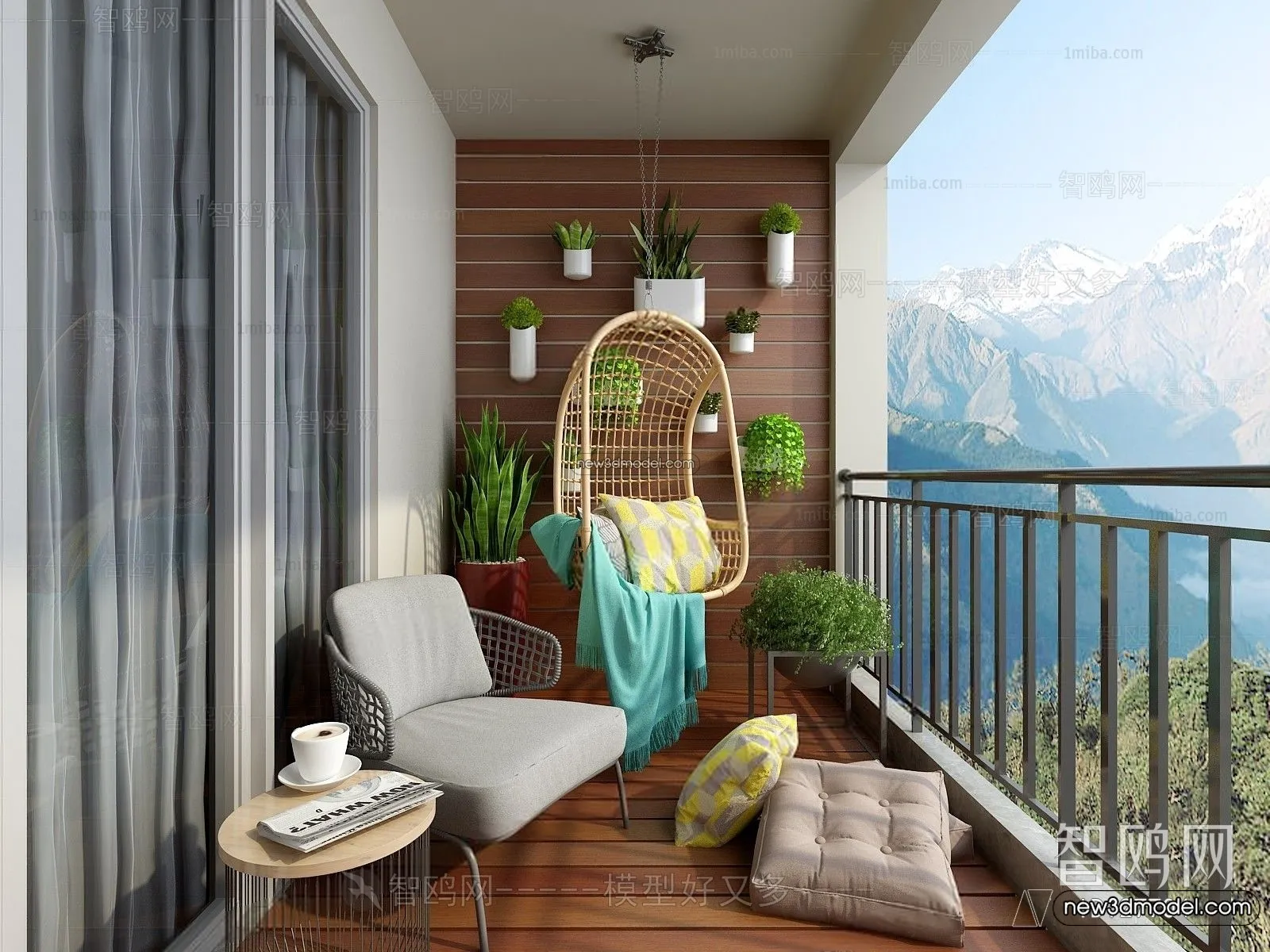 Balcony - 3D Interior Scene - 3D Models - 041