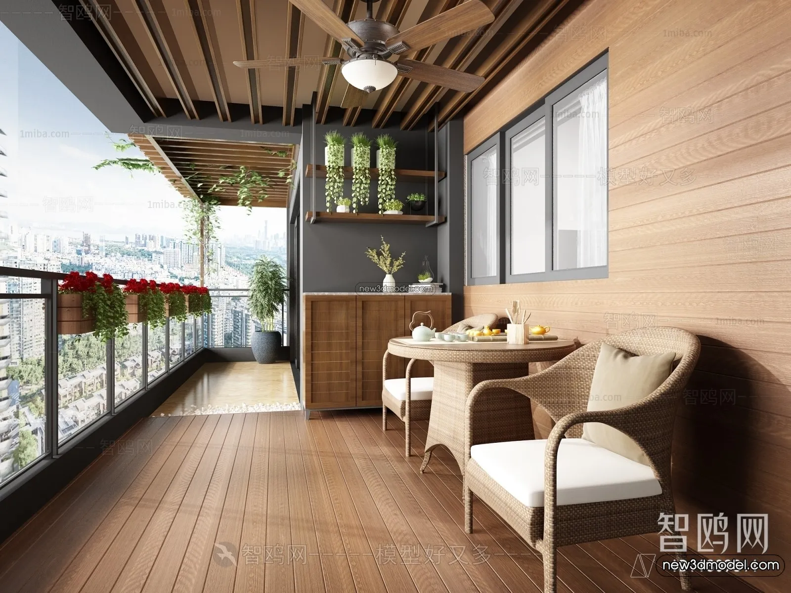 Balcony - 3D Interior Scene - 3D Models - 042