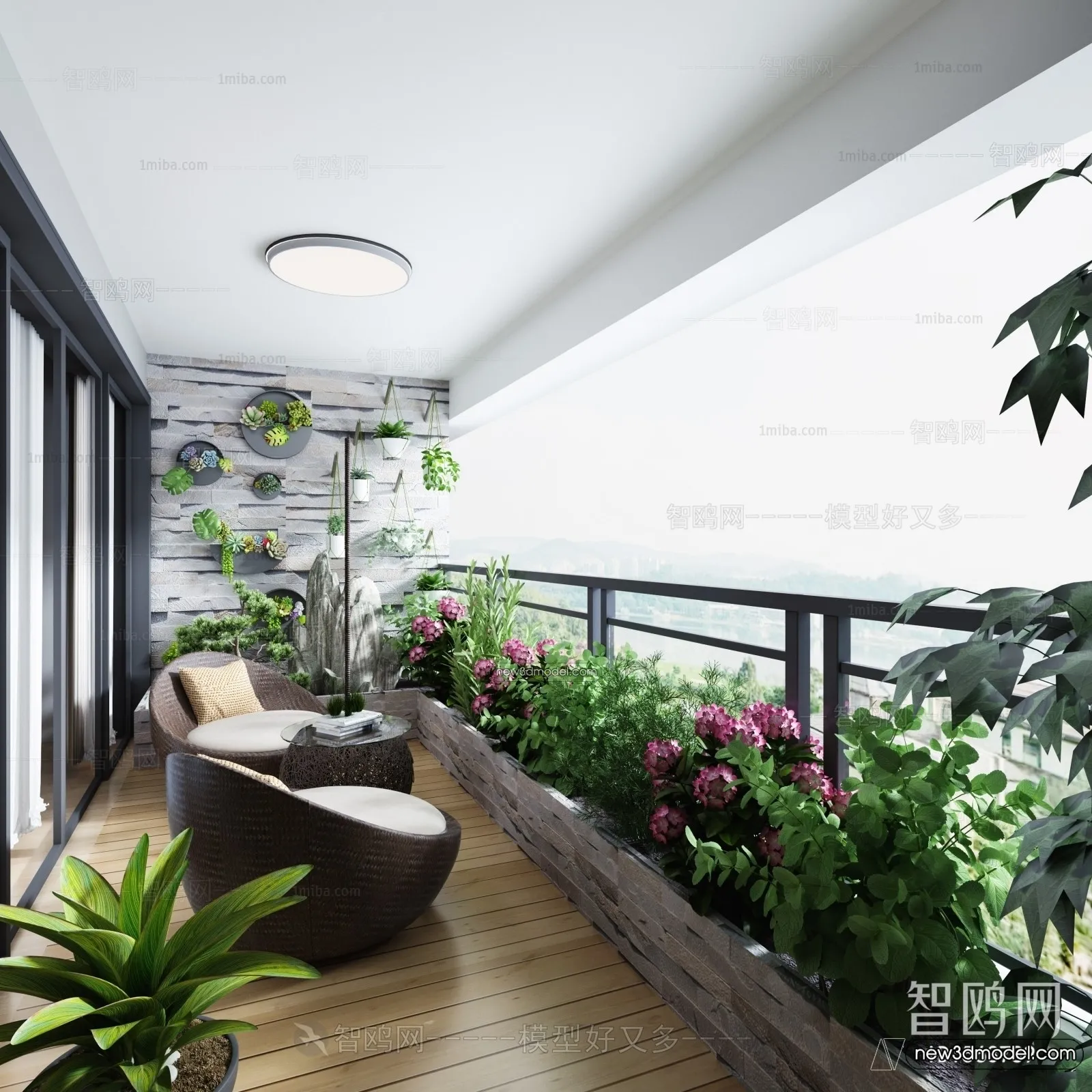 Balcony - 3D Interior Scene - 3D Models - 046