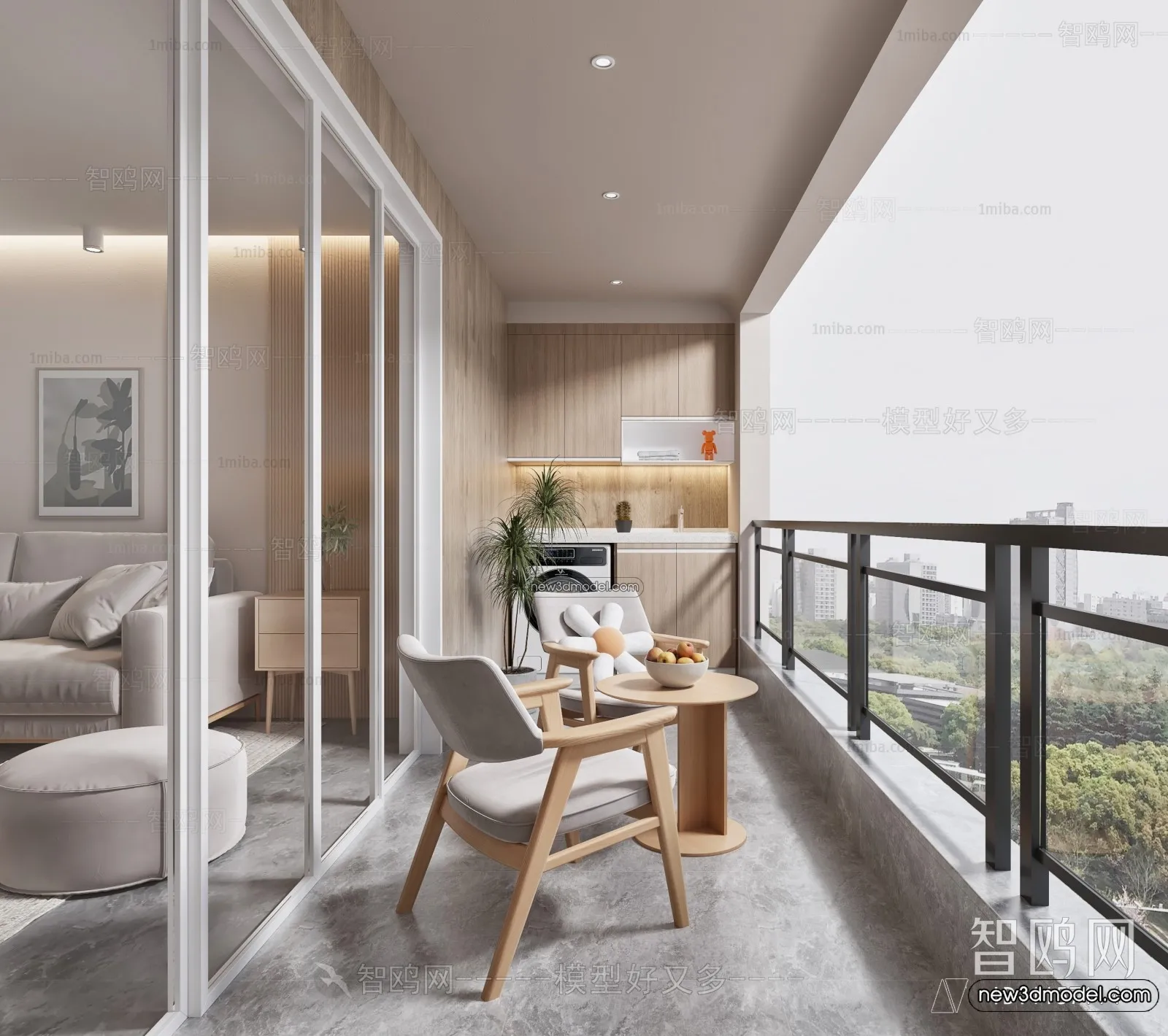 Balcony - 3D Interior Scene - 3D Models - 093