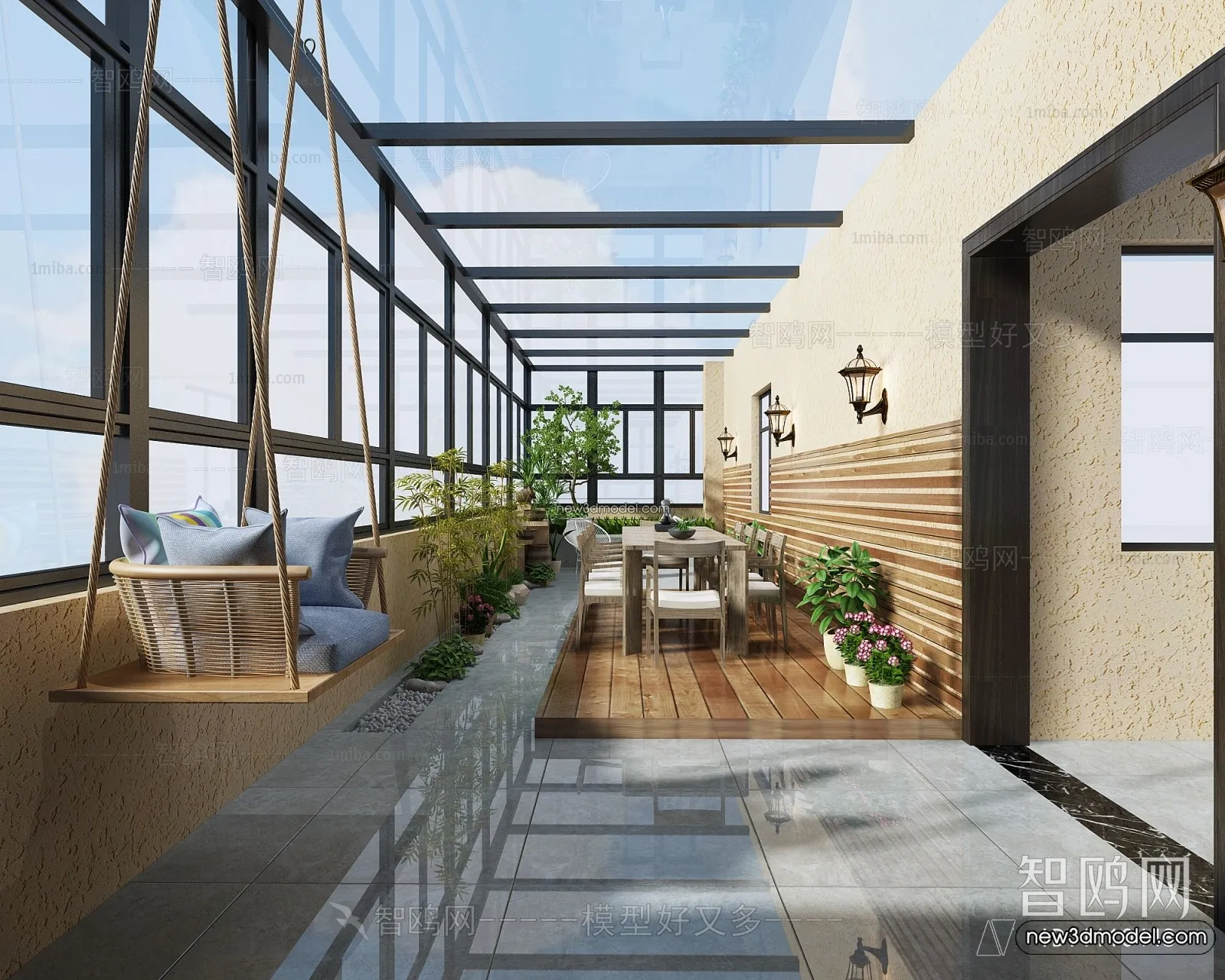 Balcony - 3D Interior Scene - 3D Models - 100