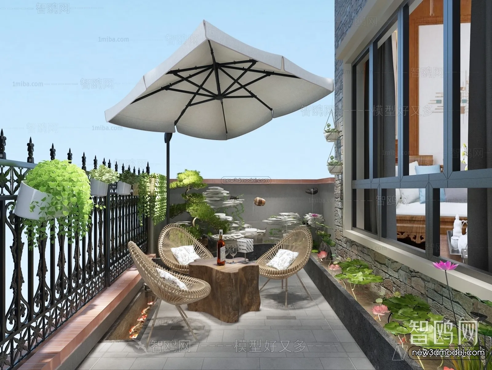 Balcony - 3D Interior Scene - 3D Models - 135