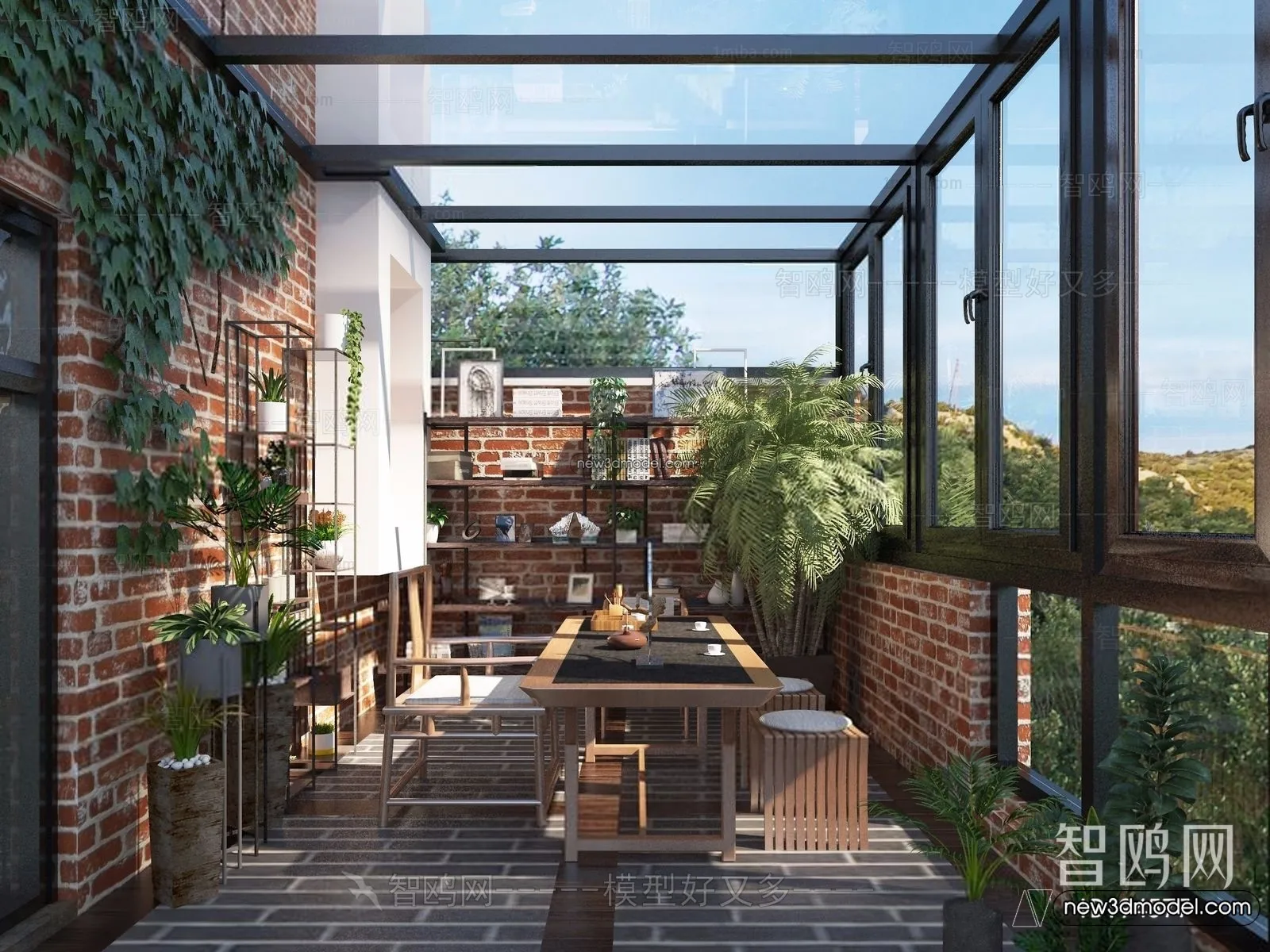 Balcony - 3D Interior Scene - 3D Models - 136