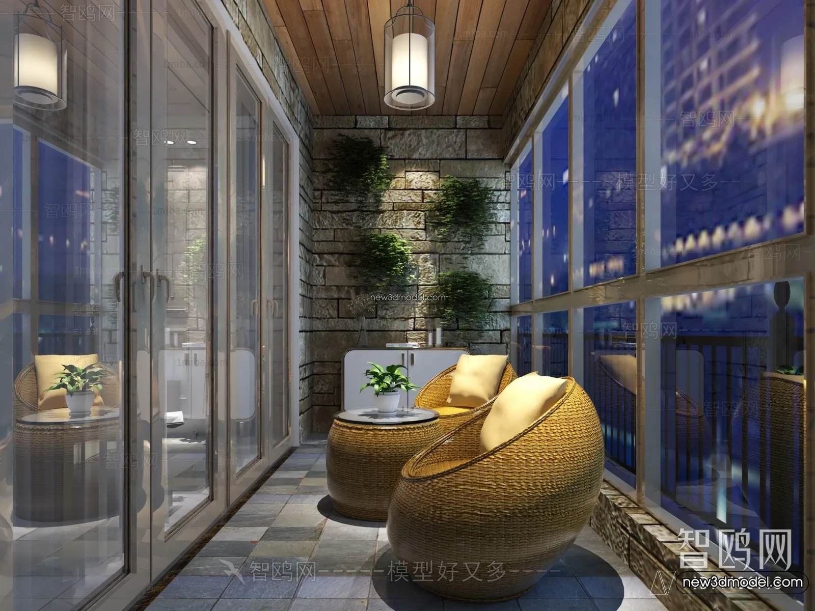 Balcony - 3D Interior Scene - 3D Models - 138
