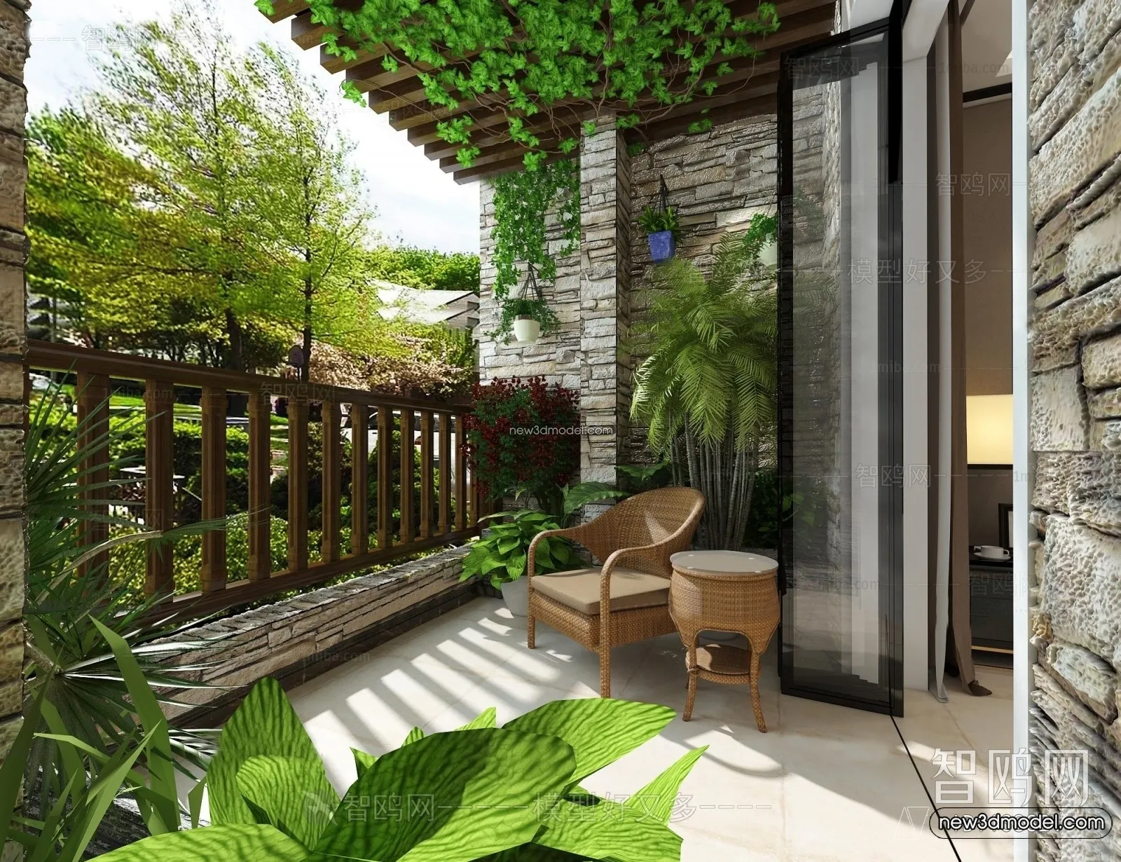 Balcony - 3D Interior Scene - 3D Models - 140