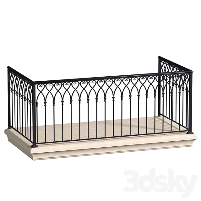 Balcony in oriental style. Arabian Fence balcony Forged 3D Model