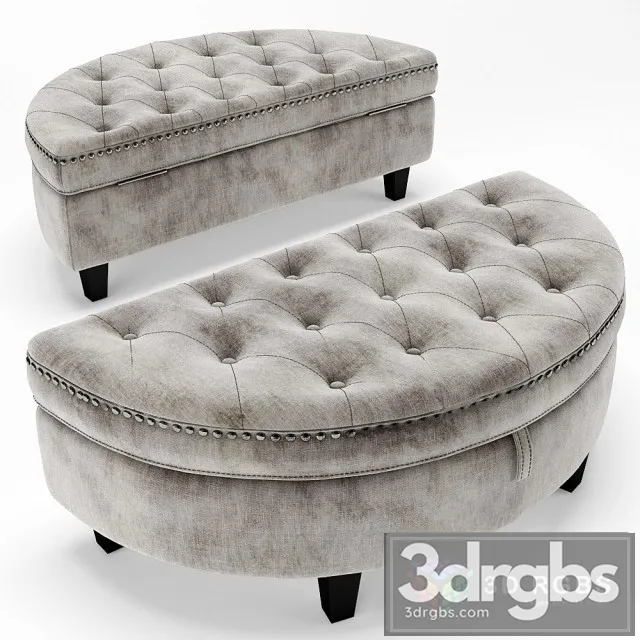 Baldy Tufted Storage Ottoman 3D Model Free