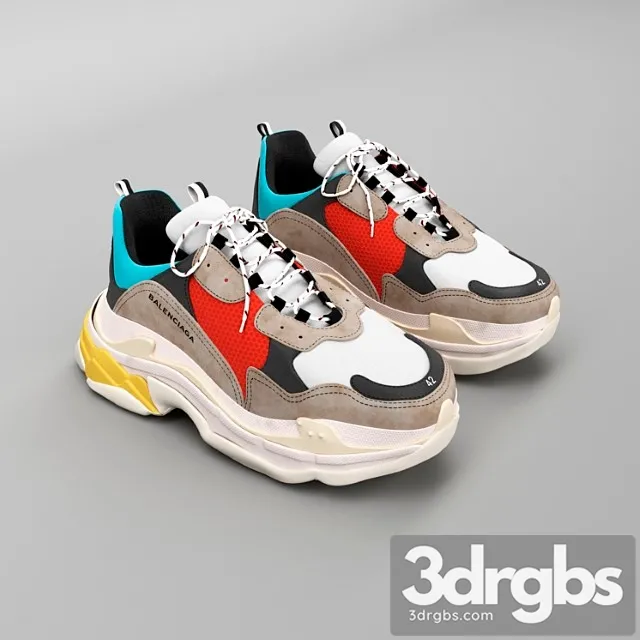 Balenciaga triple s 01 3D Model Free