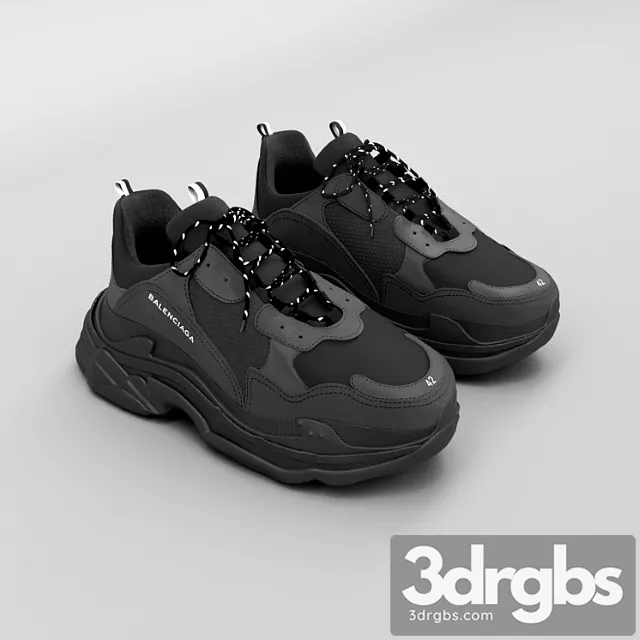 Balenciaga triple s black 3D Model Free