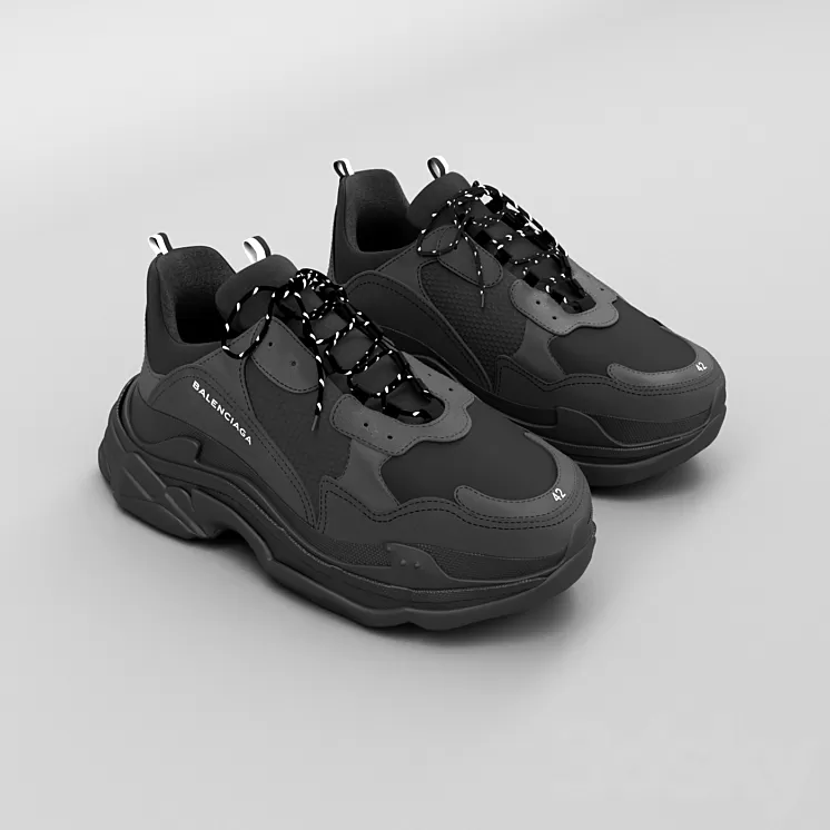 balenciaga triple s black 3D Model