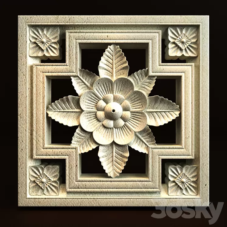 Bali Carving ornament 020 3D Model