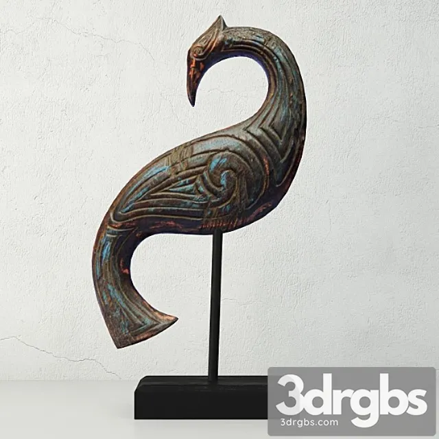 Bali jackfruit wood bird on stand 3D Model Free