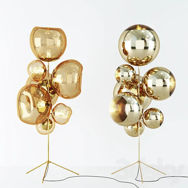 Ball Stand Chandelier Gold 3D Model