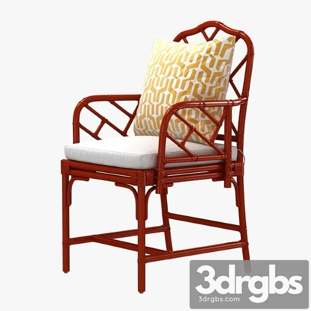 Ballard macau arm chair in deep coral 2 3D Model Free