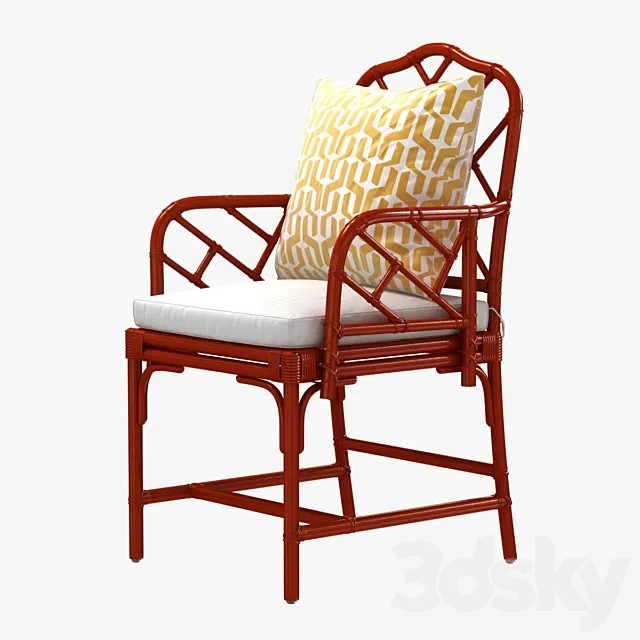 Ballard macau arm chair in deep coral 3D Model